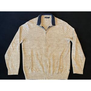 Nautica Men's Full Zip Mock Neck Cardigan Sweater Tan Size L